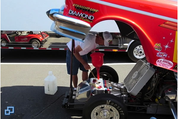 Roger filling the fuel tank