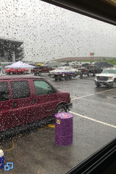 A rainy view from the motor home window.