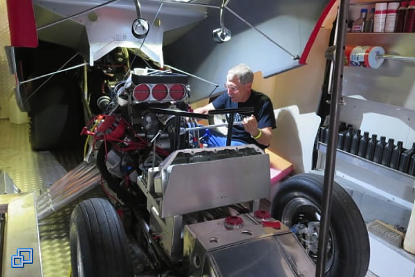 Steve adjusting the valves, as part of regular maintenance