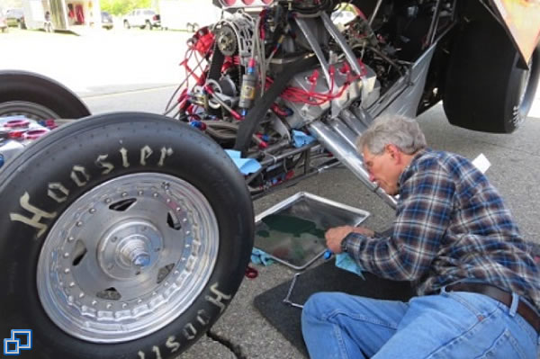 cleaning up the car and the pits