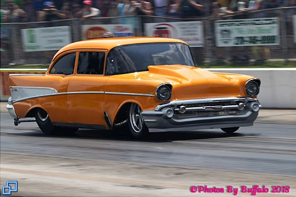 Street Outlaw Jeff Lutz in his '57 ProMod
