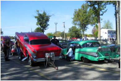 In the staging lanes with Rex Jordan's great looking '57