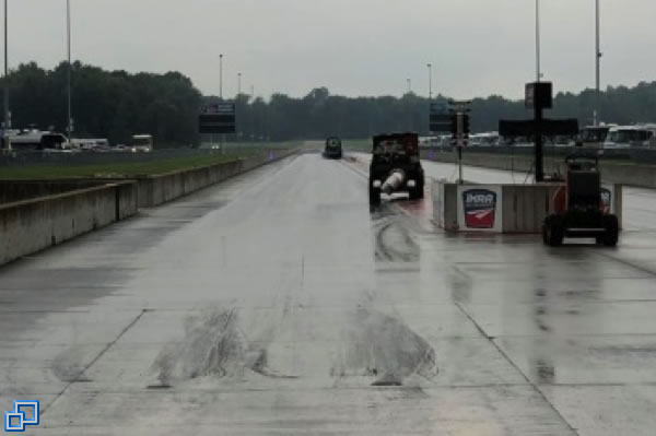 Blowing the water off the track