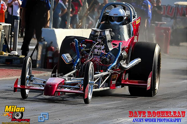 Tim Steven’s Front Engine Dragster With Bill Hallett at the wheel.